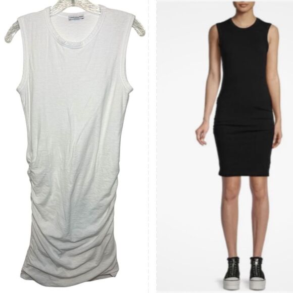 James Perse Ladies White Dress 2 Medium Ruched Sides WSVH6835CU Capsule Casual - Picture 9 of 9